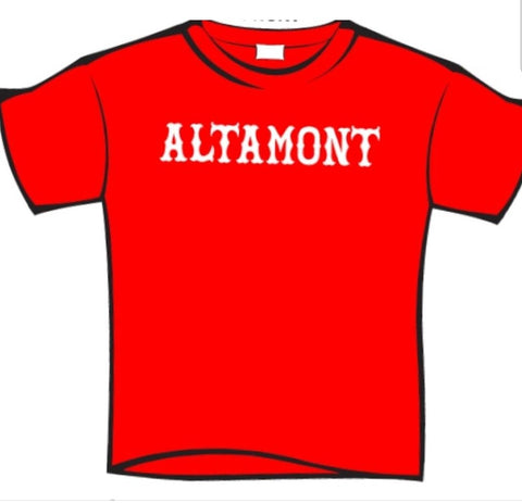 Men's T-Shirt: Red W/White Altamont