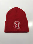 Beanie: red cuffed beanies w/ support 81 Altamont