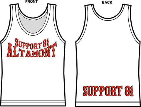 Men’s tank top: white tank top w/ support 81 Altamont