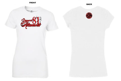 Women’s T-Shirt: White W/Support 81 Altamont Script